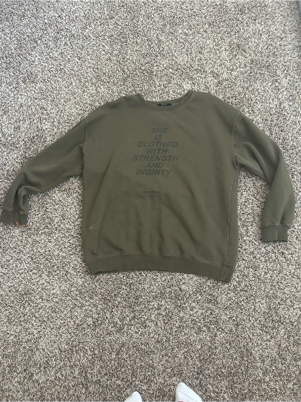 Forever 21 Olive Green Crewneck Sweatshirt